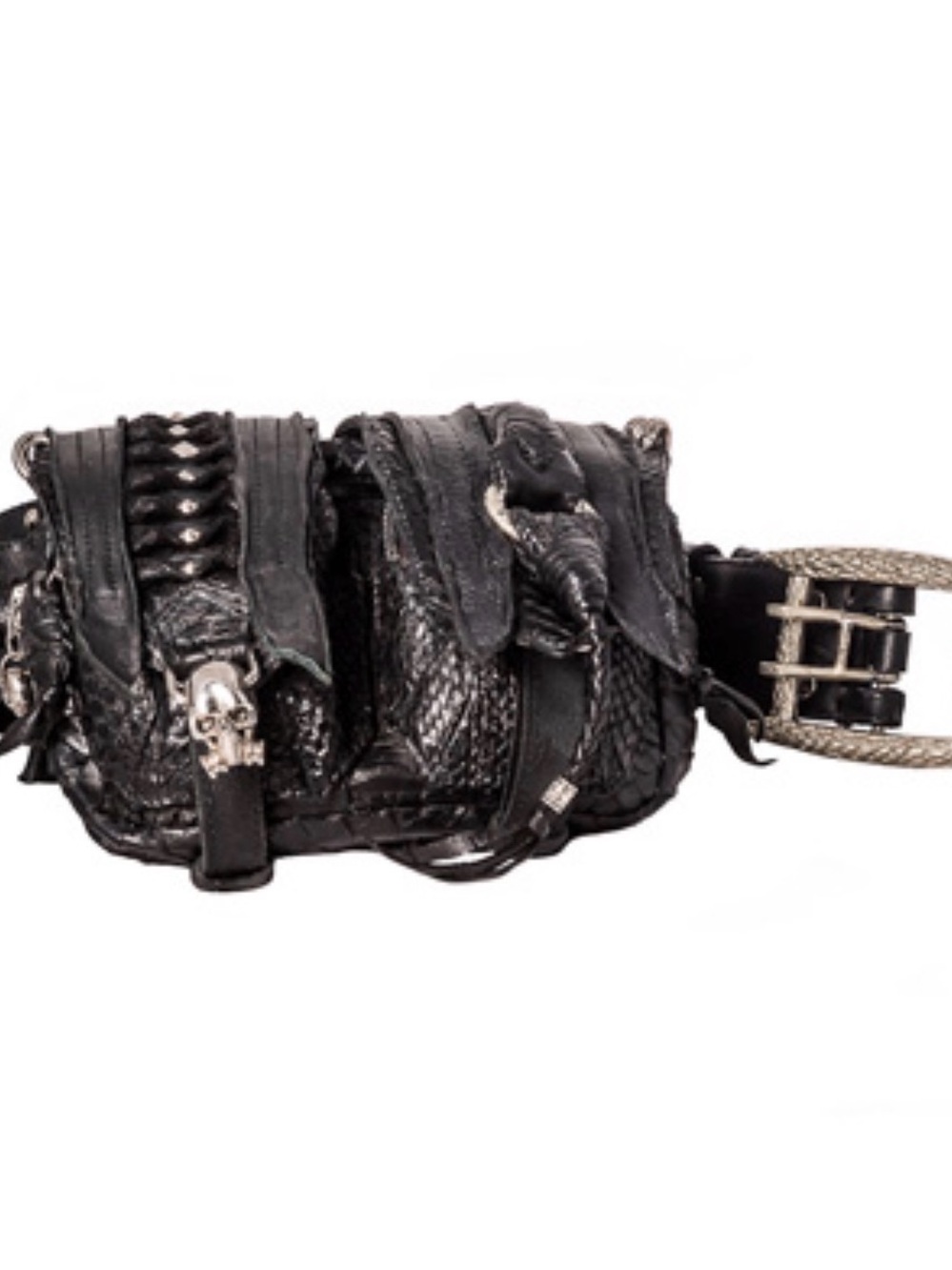 Black Men's Leather Belt Bag